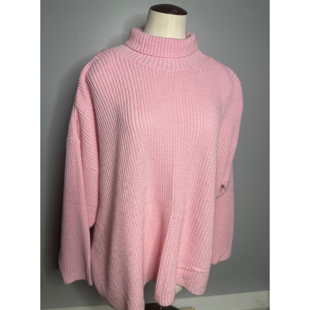 Mainstreet Blues Pink Ribbed Turtleneck Sweater Plus Size 1X Made in USA Knit